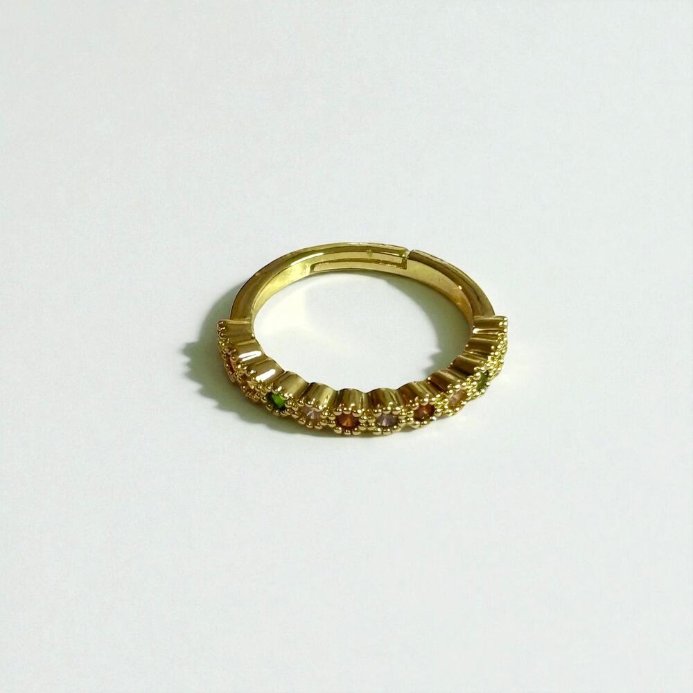 Colorful Adjustable Gold Ring - Picture 6 of 7